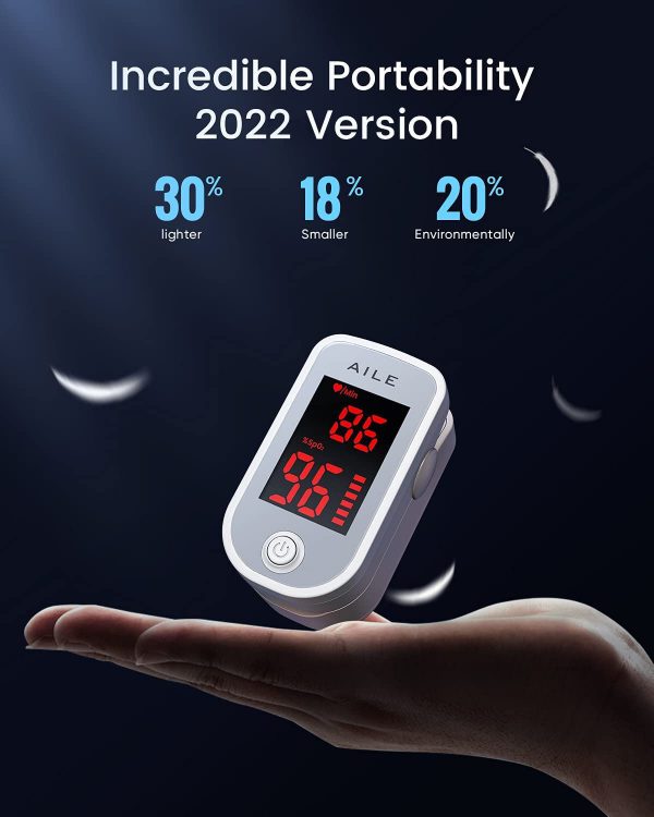 AILE Pulse Oximeter Oxygen Meter Adults Accurate Fast Easy Larger Red Screen Oxygen Monitor with Lanyard Blood Saturation Monitor -O2 Saturation Meter Pulse-Oximeter，finger pulse oximeter - Image 3