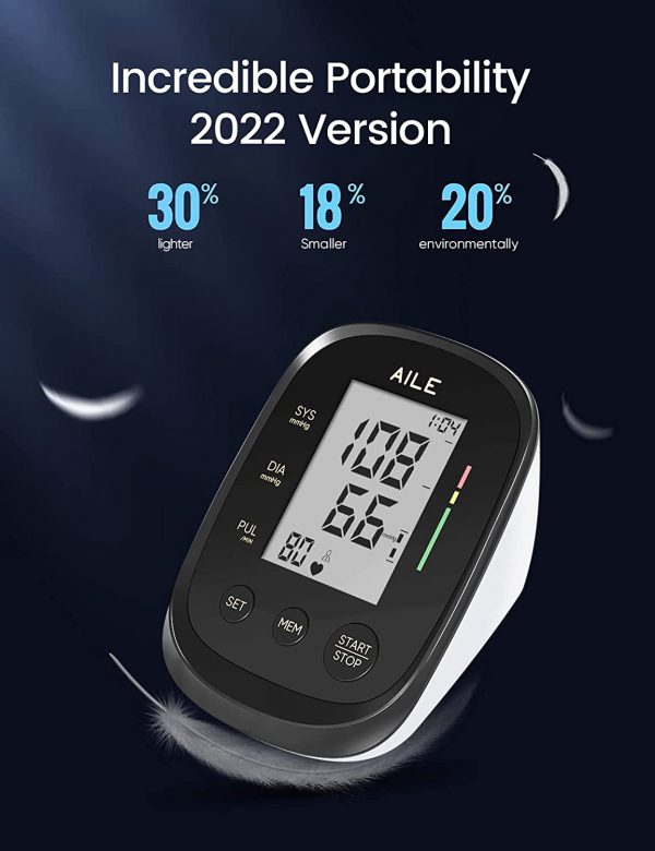 AILE Blood Pressure Monitor for Home Use;Upper Arm Large Cuff 8.7”-16.5” with LCD Display 2×99 Dual User Function Blood Pressure Machine, Blood Pressure Cuff and Blood Pressure Monitor - Image 4