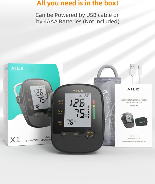 Blood Pressure Monitor for home use: AILE Blood Pressure Machine,Upper Arm Blood Pressure Cuff(8.7-16.5"Adjustable),Automatic BP Monitor,high Blood Pressure machine large Cuff,2*99 Memory,Easy to use - Image 7