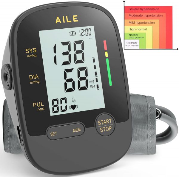 Blood Pressure Monitor for home use: AILE Blood Pressure Machine,Upper Arm Blood Pressure Cuff(8.7-16.5"Adjustable),Automatic BP Monitor,high Blood Pressure machine large Cuff,2*99 Memory,Easy to use