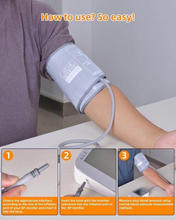 Extra Large Blood Pressure Cuff : AILE Universal 9-20.5" XL Blood Pressure Cuff for Big Arm, Widely Applicable to Automatic Upper Arm Blood Pressure Monitor, Adjustable, Soft, Comfortable - Image 6