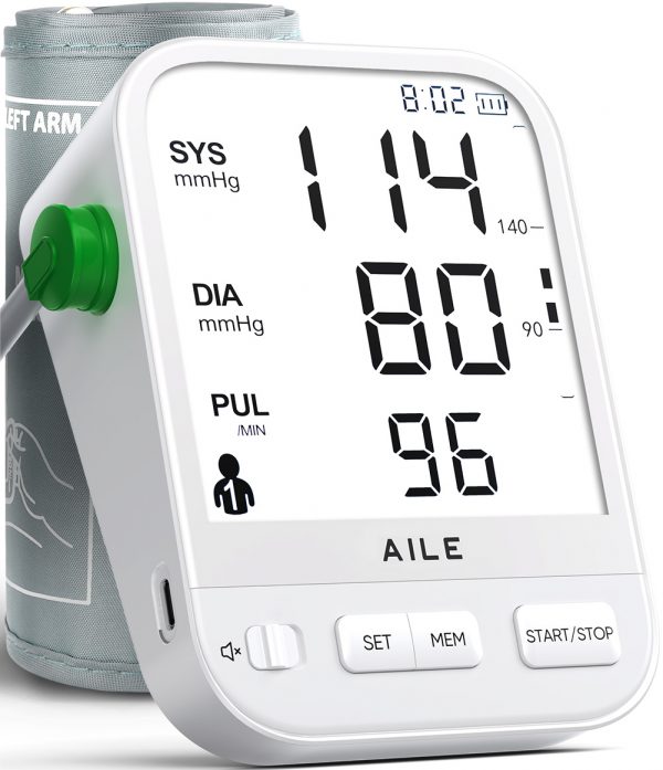 Blood Pressure Monitor for Home Use: AILE Blood Pressure Machine - Blood Pressure Cuff Arm(8.7-16.5' Adjustable) BP Monitor with Vioce Broadcast - Large LCD Backlit Screen Easy to Use