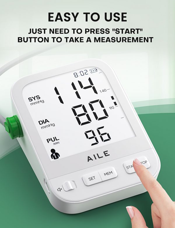 Blood Pressure Monitor for Home Use: AILE Blood Pressure Machine - Blood Pressure Cuff Arm(8.7-16.5' Adjustable) BP Monitor with Vioce Broadcast - Large LCD Backlit Screen Easy to Use - Image 3