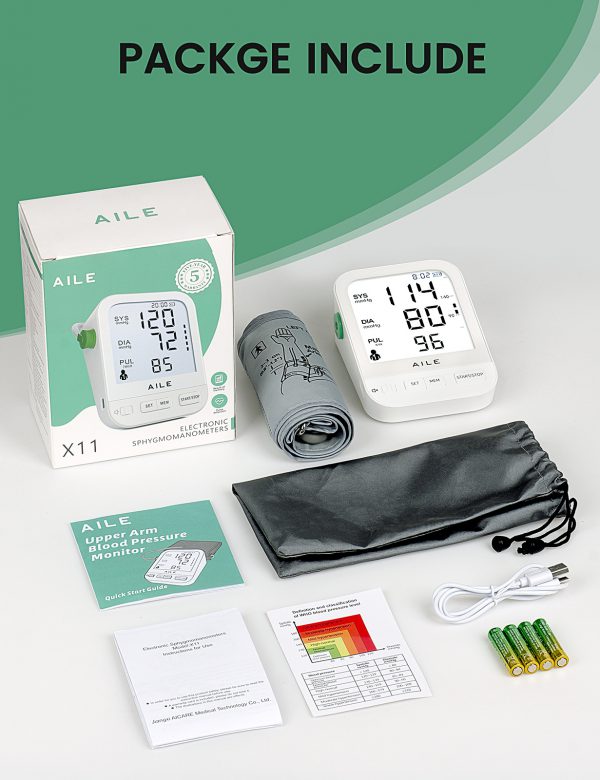 Blood Pressure Monitor for Home Use: AILE Blood Pressure Machine - Blood Pressure Cuff Arm(8.7-16.5' Adjustable) BP Monitor with Vioce Broadcast - Large LCD Backlit Screen Easy to Use - Image 7