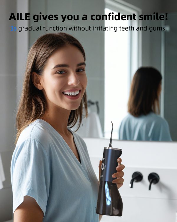 CVT Water flosser for Teeth with 100-Modes: AILE Water Pick for Teeth Cleaning and flossing, Electric, Cordless Teeth Flosser, Effectively Cleans Teeth, Plaque, 4 Nozzles, 20-150psi, Portable,Gift - Image 4